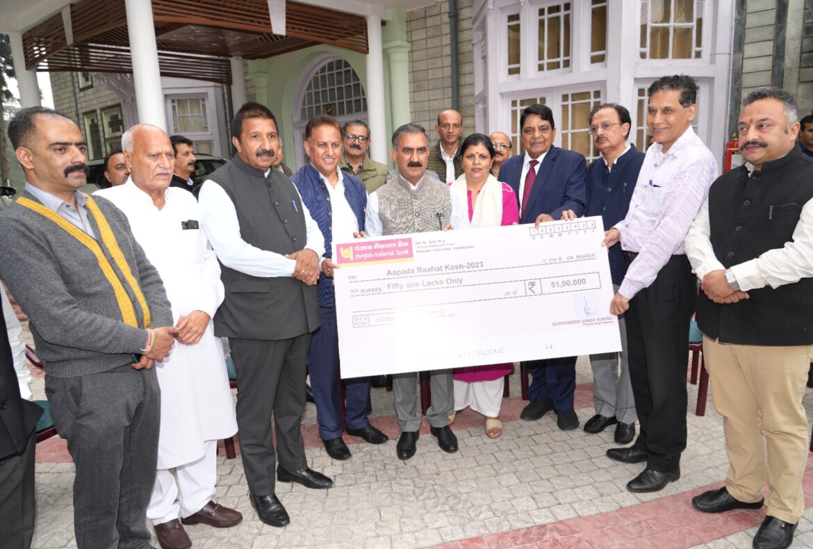 मुख्यमंत्री सुखविंदर सिंह सूक्खु ने अपनी जमा पूंजी से 51 लाख रुपये “आपदा राहत कोष-2023” में दिए
